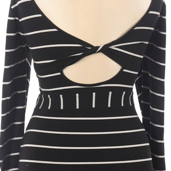 Charlotte Russe - Black and White Striped Dress with Cutout Back, Size XL - Picture 4 of 4
